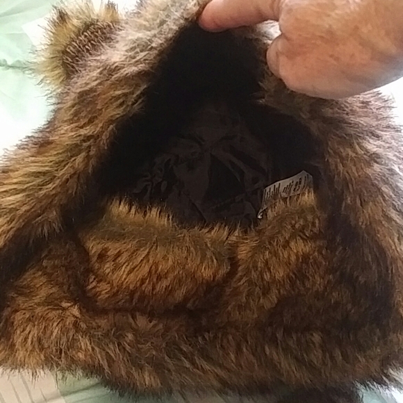 FAUX FUR BROWN HAT, W/EARS,WOMEN'S,  OS - Picture 3 of 3